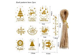 CHRISTMAS GIFT TAGS 50PCS WHITE WITH ROPE